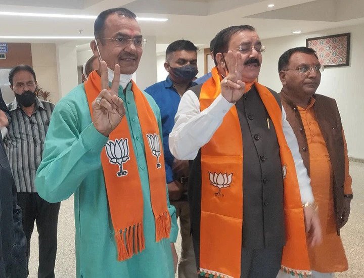 Both The BJP Candidates Rambhai Mokria And Dineshbhai Anawadia Alias Dinesh Prajapati Were Elected Unopposed In The Two Vacant Rajya Sabha Seats In Gujarat.